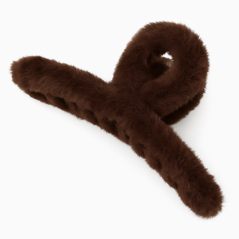 Haarklem - Fluffy Donkerbruin – 12 cm