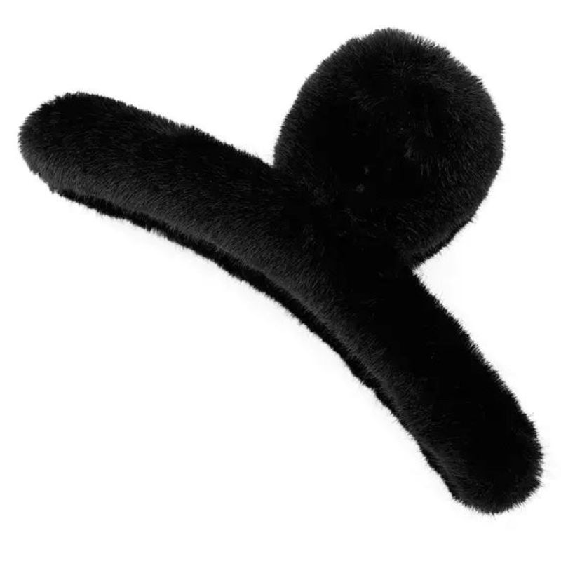 Haarklem - Fluffy Zwart – 12 cm