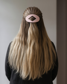 Platte Haarklem met Ruit - Zacht Roze - 1 st