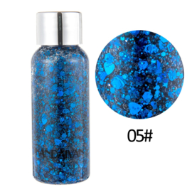 Glitter Gel - 05 - Blauw- Voor Haar en Huid