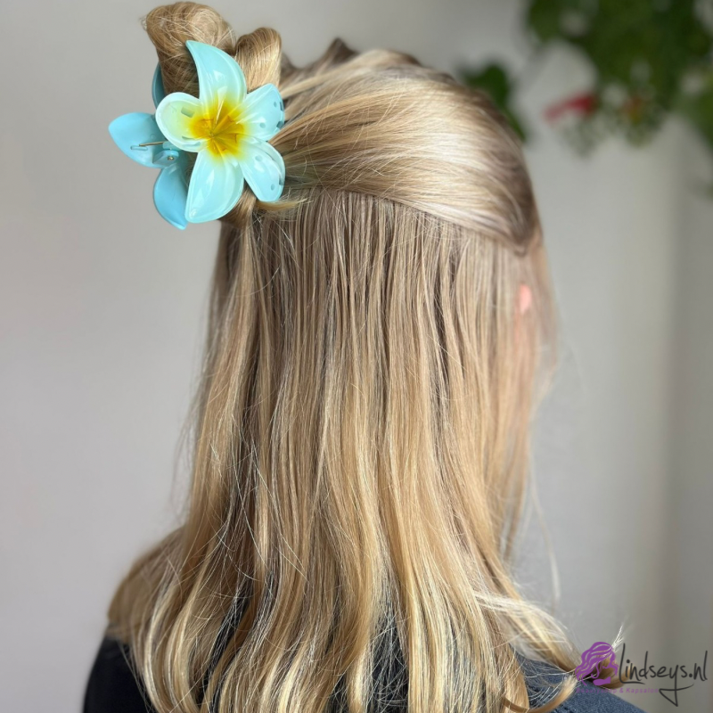 Frangipani Bloem - Haarklem – Ocean Breeze Blue -1 st