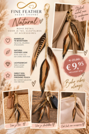 Fine Feather heads Charms Natural