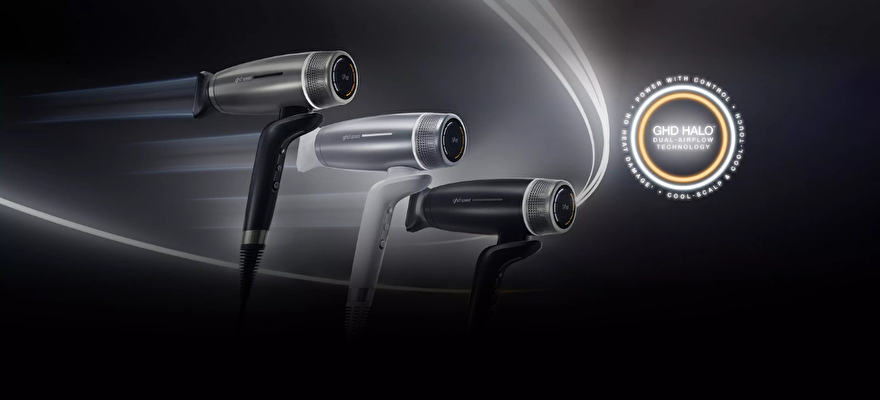 ghd haardrogers - zwart, wit en grijs