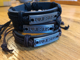 Herenarmband I love Jesus (Leer)