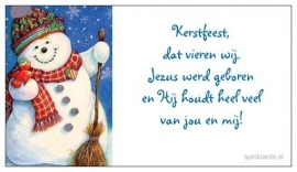 Giftcard (10 st.) Fijn Kerstfeest! sneeuwpop