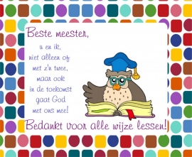 Merci kaart Beste meester, bedankt voor alle wijze lessen!