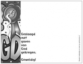 Geslaagd met gedicht achter