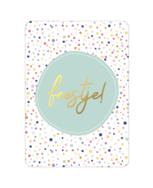 Kaart Feestje! - Groen/Wit/Goud - KP