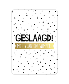Kaart Geslaagd! Met Vlag En Wimpel! - Wit/Zwart/Goud - KP