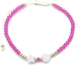 Enkebandje Hart-Ster Paars/Roze