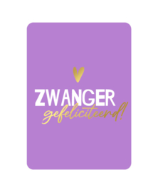 Kaart Zwanger Gefeliciteerd! - Paars/Wit/Goud - KP