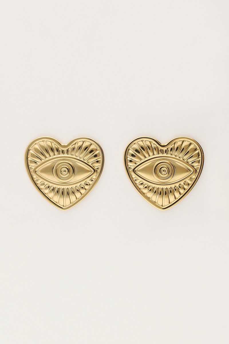 Iconic oorhangers met hartjes - Goud