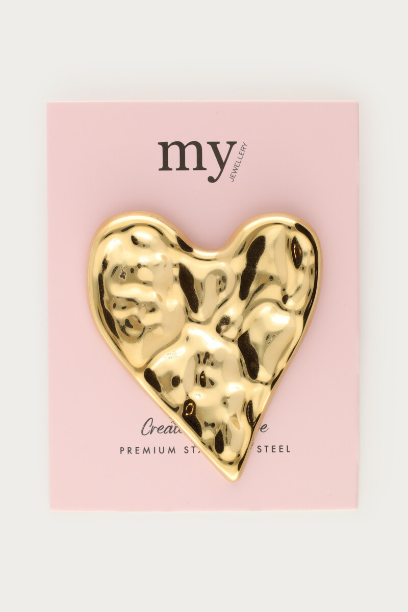 Broche met groot hart - Goud