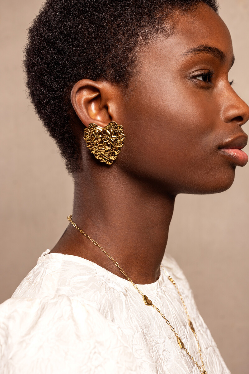 Iconic oorhangers vintage hart - Goud