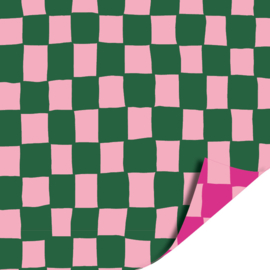 Dubbelzijdig Cadeaupapier - Handdraw grid Green
