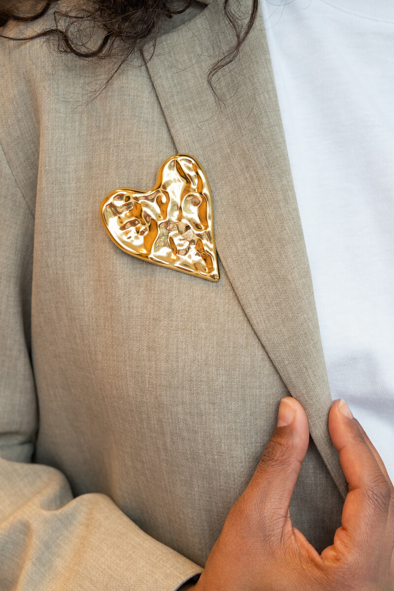 Broche met groot hart - Goud