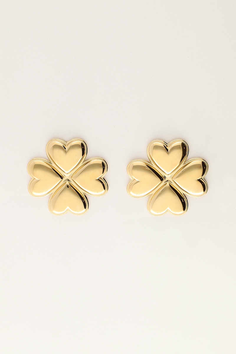 Iconic oorhangers met hartjes klaver - Goud
