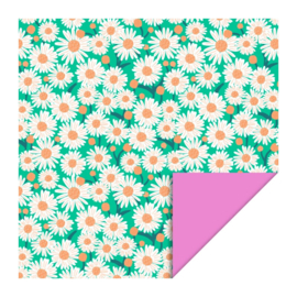 Inpakpapier - Daisy Bright Green - Pink