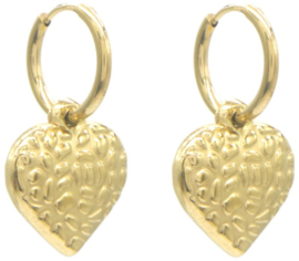 Oorbellen hartjes bewerkt