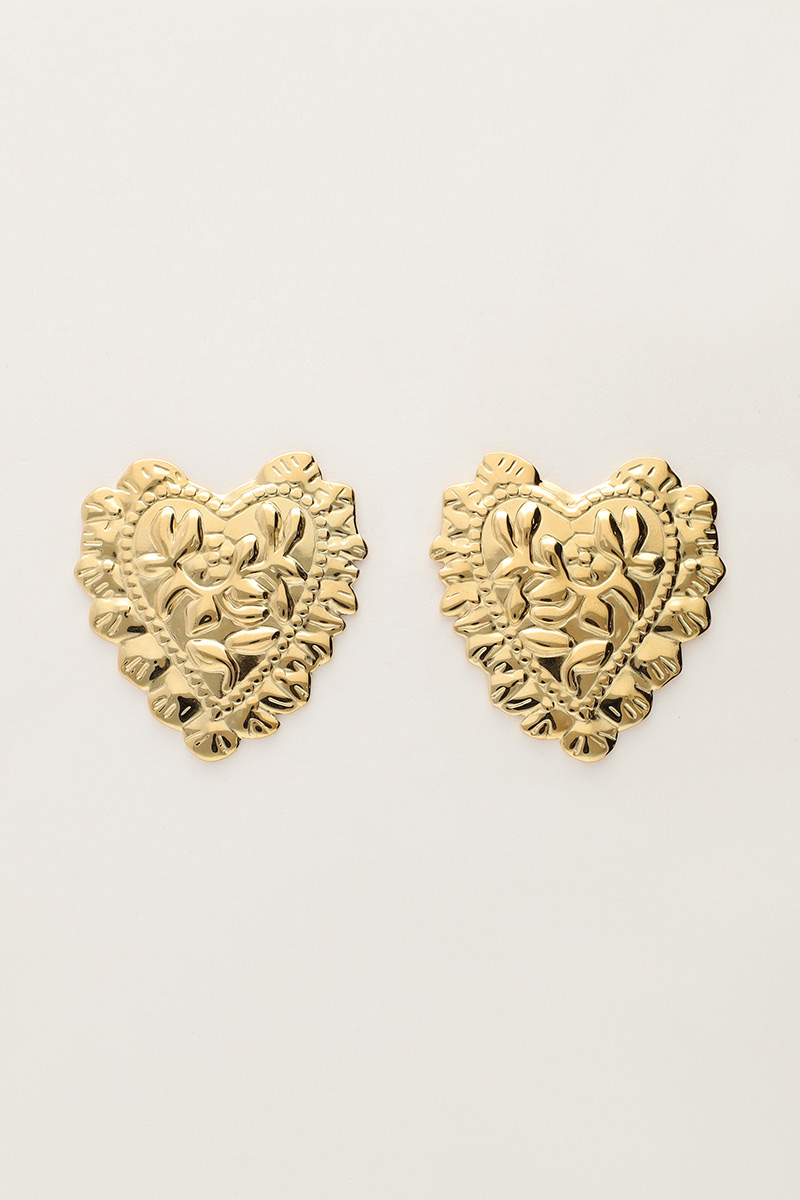 Iconic oorhangers vintage hart - Goud