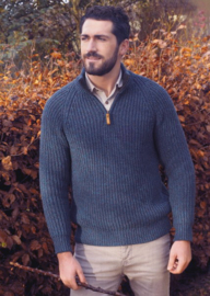 Aran Woollen Mills visserstrui Collin - Caspian Blue