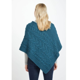 Aran Woollen Mills Poncho Channe - Petrol