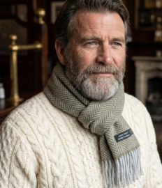 Cashmere Merino scarf - Light Grey Olive