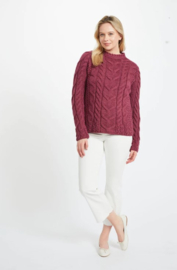 Aran Woollen Mills sweater Helga - Wine Red