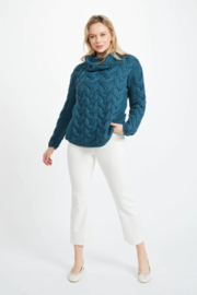 Aran Woollen Mills Trui Lonneke - Irish Sea