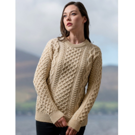 Aran Woollen Mills unisex trui Kyan - Oat Meal