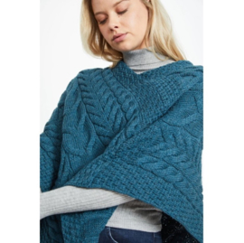 Aran Woollen Mills Poncho Channe - Petrol
