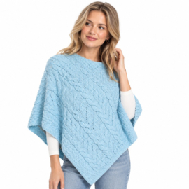 Aran Woollen Mills Poncho Channe - Sky Blue