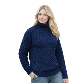 Ierse wollen unisex trui Carrick - navy