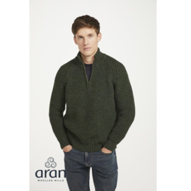 Aran Woollen Mills visserstrui Collin - Moss Green