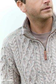 Ierse wollen herentrui Curracloe - Oatmeal Nep