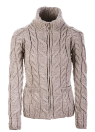 Aran Woolen Mills Strickjacke Lotte Toast Oat