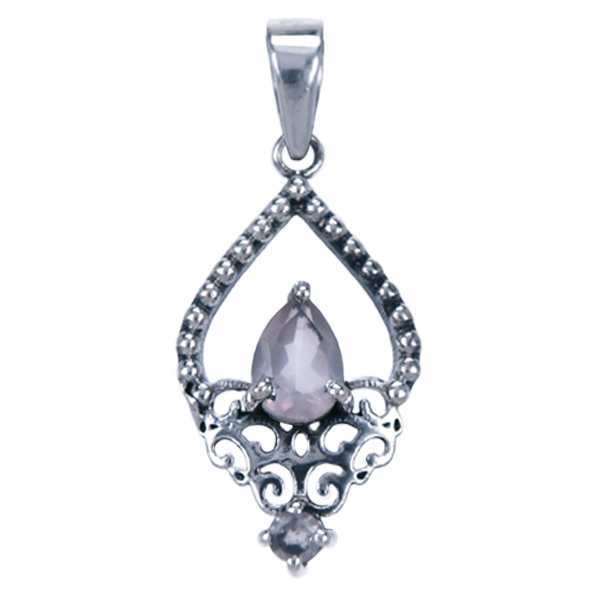 Zilveren Hanger met Rozenkwarts