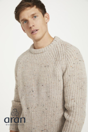 Aran Woollen Mills visserstrui Liam - Creme Melange