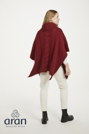 Aran Woollen Mills Poncho Kelly - Warm Red