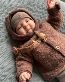 Wool Cardigan Quinn with Hood - Rose Brown