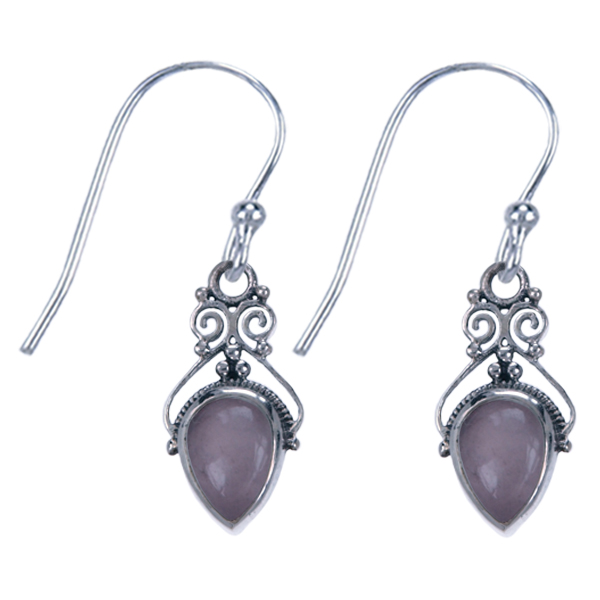 Zilveren Oorhangers met Rozenkwarts