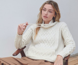 Aran Woollen Mills Trui Louise - Naturel