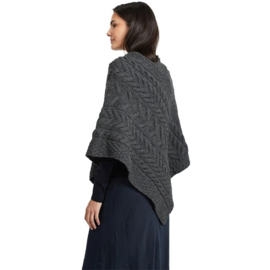 Aran Woollen Mills poncho Channe - Slate Grey