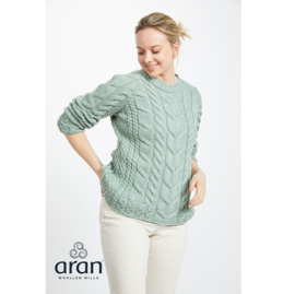 Aran Woollen Mills trui Helga - Seafoam Green