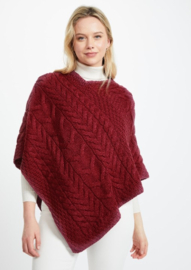 Aran Woollen Mills poncho Channe - Warm Red
