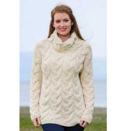 Aran Woollen Mills Trui Lonneke - Naturel