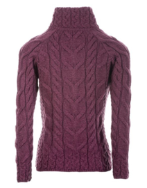 Aran Woollen Mills vest Lotte - Wijnrood