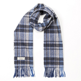 Irish wool scarf - Blue Grey Cream