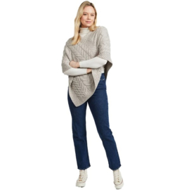 Aran Woollen Mills Poncho Channe - Toast Oat