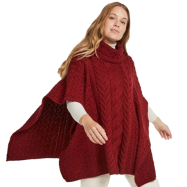 Aran Woollen Mills Poncho Kelly - Warm Red